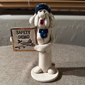 Tweeples World Flight Attendant White and Blue Safety Demo Figurine - MINT 6”